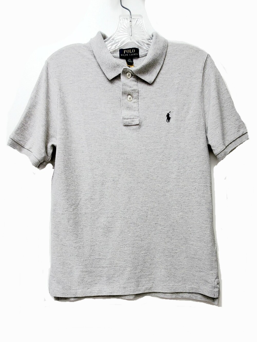 Polo Ralph Lauren Heather Gray 100% Cotton Polo Size L 14-16yrs Preppy Classic